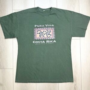 VTG Pura Vida Costa Rica Graphic T-Shirt XXL Green Save The Planet Gecko Tee